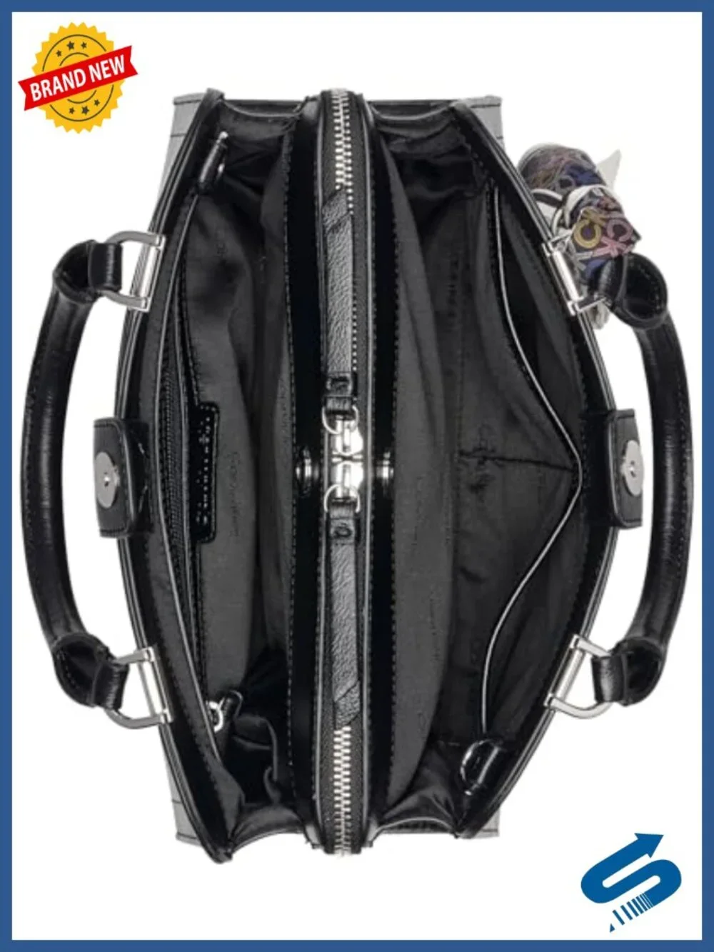 Vegan Leather Triple Compartment Satchel with Adjustable Crossbody Strap